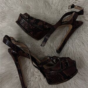 Aldo Snakeskin Brown Platform Heels